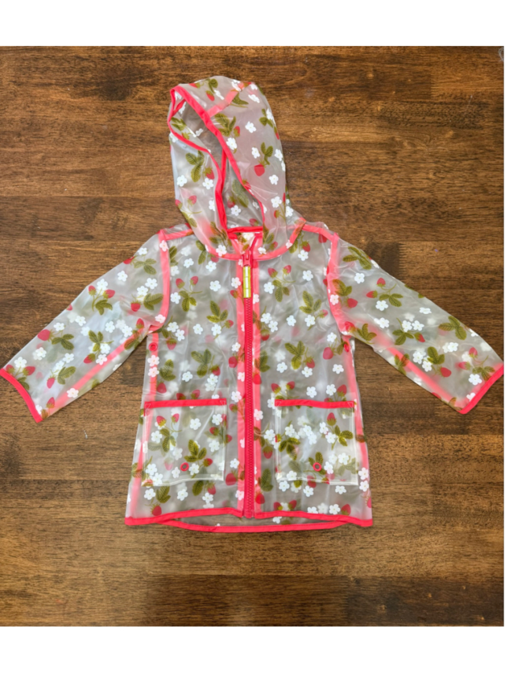 Baby Cat & Jack Strawberry Print Raincoat 18 Months Clear Pink